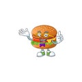 Super Funny hamburger in nerd mascot design style