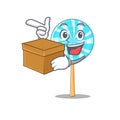 Super funny lollipop cartoon character style with box