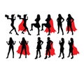 Super Girl Activity Silhouettes Royalty Free Stock Photo