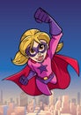 Super Girl Flying Sky Background Royalty Free Stock Photo