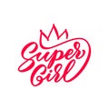 Super girl hand drawn lettering Royalty Free Stock Photo