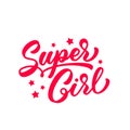 Super girl hand drawn lettering Royalty Free Stock Photo