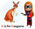 Super girl pointing kangaroo