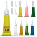 Super glue. 3D realistic metallic container glue . Vector