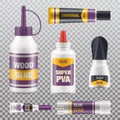 Super glue stick, tube packages, realistic mockups