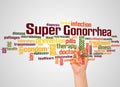 Super gonorrhea word cloud and hand with marker concept Royalty Free Stock Photo