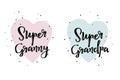 Super granny and Super grandpa. Superhero cute handwritten poster.