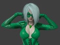 Super green girl do not want to listen to you on grey background