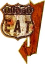 Super grungy vintage diner sign,heavily rusted and damaged retro style, vector illustration Royalty Free Stock Photo