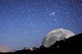 Super harvest moon. Super full moon with dark background. Europe. Horizontal Photography. Royalty Free Stock Photo