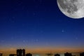 Super harvest moon. Super full moon with dark background. Europe. Horizontal Photography. Royalty Free Stock Photo