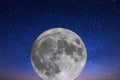 Super harvest moon. Super full moon with dark background. Europe. Horizontal Photography. Royalty Free Stock Photo