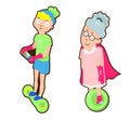 Super grandmother ride a gyroscooter with her grandson Royalty Free Stock Photo