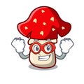 Super hero amanita mushroom character cartoon