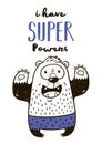 Super Hero bear drawing for greeting card or tee print