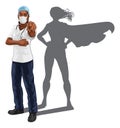 Super Hero Black Woman Doctor or Nurse Pointing Royalty Free Stock Photo