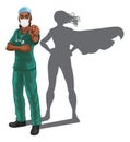 Super Hero Black Woman Doctor or Nurse Pointing Royalty Free Stock Photo