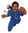 Super Hero Black Woman Doctor Nurse Superhero Royalty Free Stock Photo