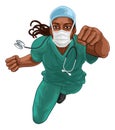 Super Hero Black Woman Doctor Nurse Superhero Royalty Free Stock Photo