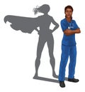 Super Hero Black Woman Doctor Nurse Superhero Royalty Free Stock Photo