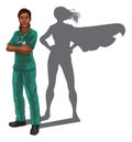 Super Hero Black Woman Doctor Nurse Superhero Royalty Free Stock Photo