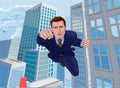 Super Hero Business Man Superhero Flying Cartoon Royalty Free Stock Photo