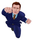 Super Hero Business Man Superhero Flying Cartoon Royalty Free Stock Photo