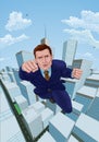 Super Hero Business Man Superhero Flying Cartoon Royalty Free Stock Photo