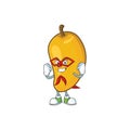 Super hero cartoon of mango character on a white background.