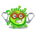 Super hero cartoon microba virus bacteria in body