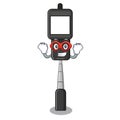 Super hero cell phone holder isolated in mascot Royalty Free Stock Photo