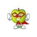 Super hero character granny smith green apple with mascot