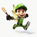 Super Hero Cricket Cartoon Character In Pixar Style