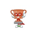 Super hero cup bronze trophy for win collection. Royalty Free Stock Photo