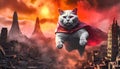 A super hero flying cat