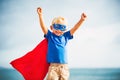 Super Hero flying in he sea Royalty Free Stock Photo