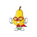 Super hero fruit pear character with mascot cartoon cute