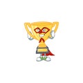 Super hero gold trophy for victory achievement award Royalty Free Stock Photo