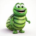 Super Hero Happy Caterpillar Cartoon Character - 3d Concept Royalty Free Stock Photo