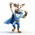 Super Hero Happy Goat Cartoon Character With Blue Cape Royalty Free Stock Photo