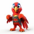 Super Hero Happy Parrot Cartoon Character - Maya Rendered Action-packed Scout