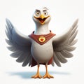 Super Hero Happy Seagull Cartoon Character: Soviet Propaganda Inspired Royalty Free Stock Photo
