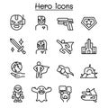 Super Hero icon set in thin line style Royalty Free Stock Photo