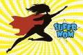Super Hero Mommy silhouette and text in retro comic style