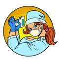 Super hero nurse with remote thermometer