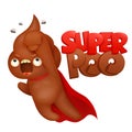 Super hero Poop emoticon icon cartoon character. Royalty Free Stock Photo