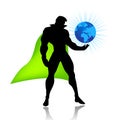 Super hero saves the world vector