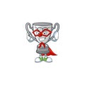Super hero silver trophy with cartoon character shape Royalty Free Stock Photo