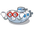 Super hero submarine in the a cartoon shape Royalty Free Stock Photo