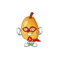 Super hero sweet fragrant pear cartoon on white background